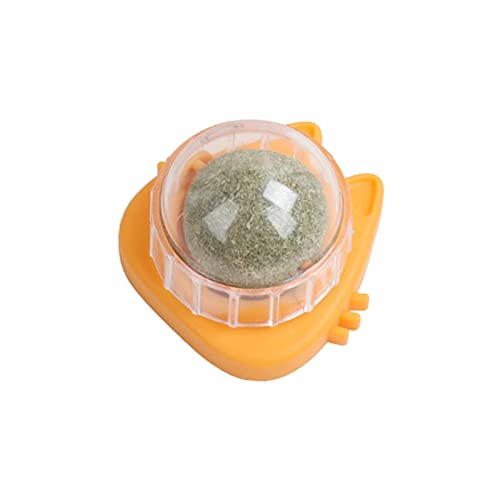 LAJIAOMIAN Katzenminze Balls Katzenminze Balls für Katzen Drehbares Katzenminze Balls Selbstklebende Katzenminze für Katzen Zahnpflege 360° Drehbare Katzenminze Kugel mit Deckel (C, One Size) von LAJIAOMIAN