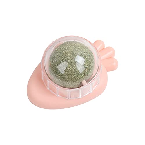 LAJIAOMIAN Katzenminze Balls Katzenminze Balls für Katzen Drehbares Katzenminze Balls Selbstklebende Katzenminze für Katzen Zahnpflege 360° Drehbare Katzenminze Kugel mit Deckel (D, One Size) von LAJIAOMIAN