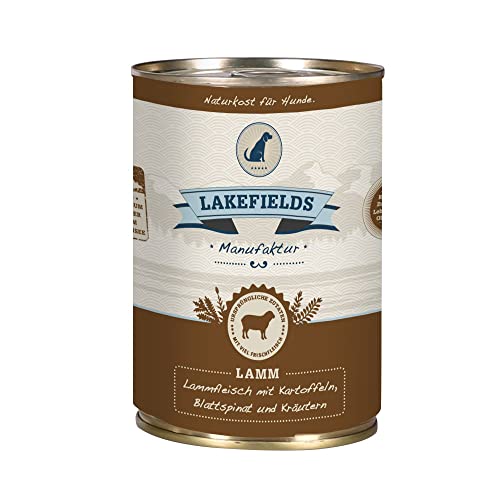 LAKEFIELDS MANUFAKTUR Nassfutter MENÜ LAMM 60% Fleischanteil für Hunde 6x400g von Lakefields