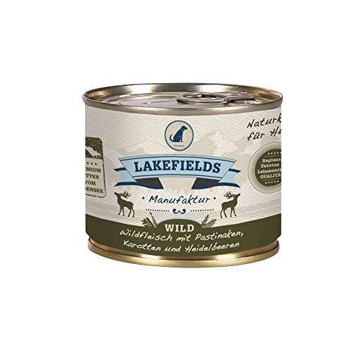LAKEFIELDS MANUFAKTUR Nassfutter MENÜ WILD 59% Fleischanteil für Hunde 6x200g gesunde, vollwertige und bekömmliche Mahlzeit von Lakefields