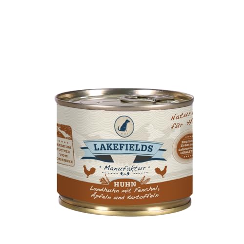 Lakefields MANUFAKTUR Nassfutter MENÜ Huhn 61% Fleischanteil für Hunde 12x200g von Lakefields