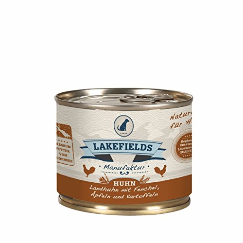 LAKEFIELDS MANUFAKTUR Nassfutter MENÜ Huhn 61% Fleischanteil für Hunde 18x200g von Lakefields