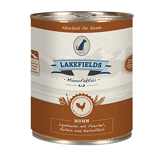 LAKEFIELDS MANUFAKTUR Nassfutter MENÜ Huhn 61% Fleischanteil für Hunde 6x800g gesunde, vollwertige und bekömmliche Mahlzeit von Lakefields