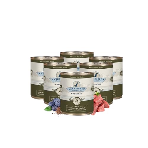 LAKEFIELDS MANUFAKTUR Nassfutter MENÜ WILD 59% Fleischanteil für Hunde (6x800g) gesunde, vollwertige und bekömmliche Mahlzeit von Lakefields