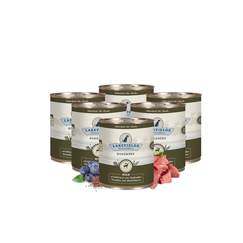 Lakefields - Premium Hundefutter Nass - Wild 59%, getreidefreies Nassfutter für Hunde, Dosenfleisch-Menü mit Wildfleisch, Karotte, Kartoffeln und Heidelbeeren, schonend gegart, 6 x 800g von Lakefields