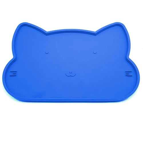 LAKIRA Katzenfutter-Matte, Silikon rutschfeste Hundefuttermatte, wasserdichte leichte Hundefuttermatte für Futter und Wasser, hält das Futter und Wasser vom Boden fern (Königsblau) von LAKIRA