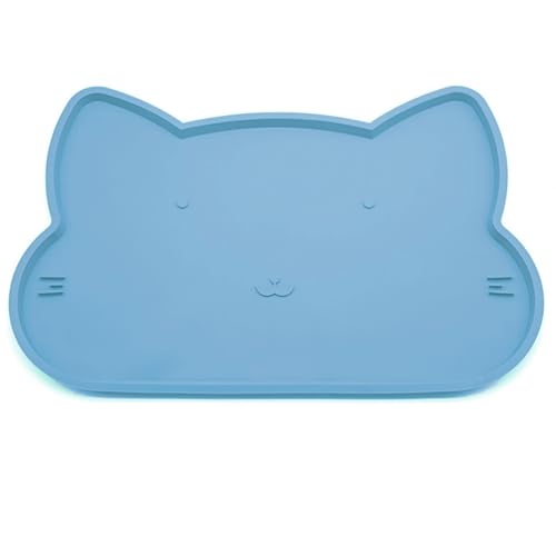 LAKIRA Katzenfutter Napfmatte, Silikon rutschfeste Hundefuttermatte, wasserdichte leichte Hundefuttermatte für Futter und Wasser, hält das Futter und Wasser vom Boden fern (Babyblau) von LAKIRA