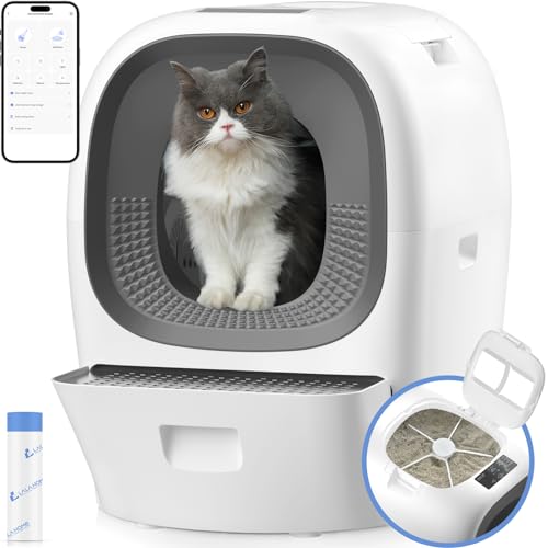 LALAHOME Selbstreinigende Katzentoilette für mehrere Katzen, 5G, selbstnachfüllend, Anti-Pinch-Design, Katzentoilette, automatische Reinigung, groß, intelligente und sichere Katzentoilette, 1 Jahr von LALAHOME