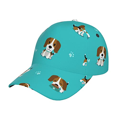 LAMAME Baseballkappe mit Cartoon-Beagle-Motiv, verstellbar, neutral, modische Kopfbedeckung, lässiger Sonnenhut von LAMAME