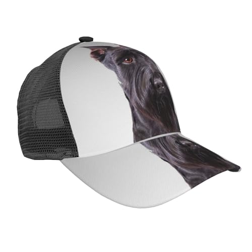 LAMAME Baseballkappe mit niedlichem Schnauzer-Hund, bedruckt, modische gebogene Krempe, verstellbare Netzkappe, lässige Kopfbedeckung von LAMAME