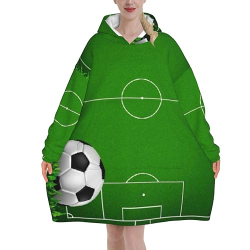LAMAME Grünes Grasfeld Fußball Spielplatz Der Ball gedruckt Übergroße Kapuze Decke Decke Hoodie Große Tasche Kapuzendecke LAMAME Grünes Grasfeld Fußball Spielplatz Der Ball gedruckt Übergroße Kapuze Decke Decke Hoodie Große Tasche Kapuzendecke von LAMAME