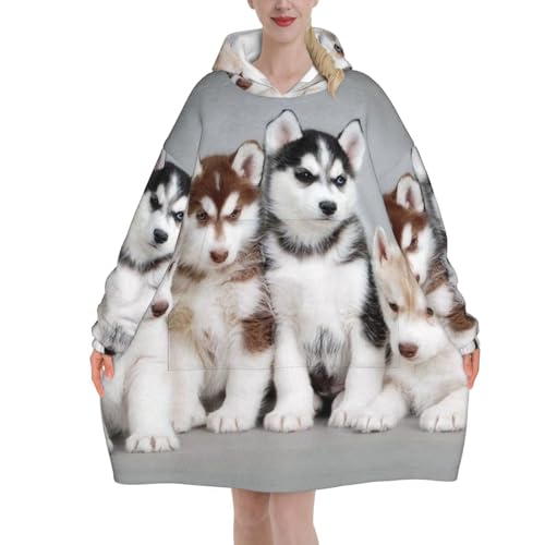 LAMAME Husky Puppies Hunde bedruckte übergroße Kapuzendecke Decke Hoodie Große Tasche Kapuzendecke LAMAME Husky Puppies Hunde bedruckte übergroße Kapuzendecke Decke Hoodie Große Tasche Kapuzendecke von LAMAME