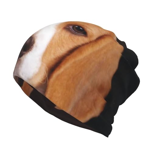 LAMAME ovely Pet Dog Beagle bedruckte multifunktionale krempenlose Mütze für Erwachsene, modische Strickmütze, lässige Beanies von LAMAME