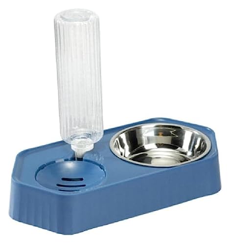 2-in-1-Haustiergeschirr, Wassernapf for Hunde, auslaufsicherer Wasserspender, Kombi-Set, mehrfarbige Schüssel, Ersatz for Haustiernapf (Color : Blue) von VEGA