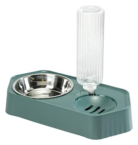 2-in-1-Haustiergeschirr, Wassernapf for Hunde, auslaufsicherer Wasserspender, Kombi-Set, mehrfarbige Schüssel, Ersatz for Haustiernapf (Color : Green) von LAMPPE
