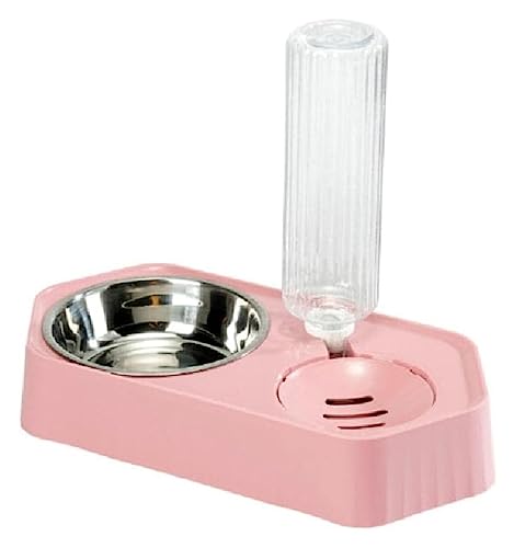 2-in-1-Haustiergeschirr, Wassernapf for Hunde, auslaufsicherer Wasserspender, Kombi-Set, mehrfarbige Schüssel, Ersatz for Haustiernapf (Color : Pink) von LAMPPE