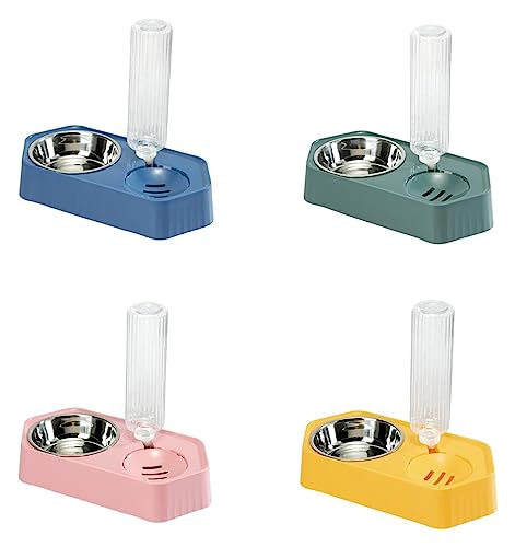 2-in-1-Haustiergeschirr, Wassernapf for Hunde, auslaufsicherer Wasserspender, Kombi-Set, mehrfarbige Schüssel, Ersatz for Haustiernapf (Color : Yellow) von LAMPPE