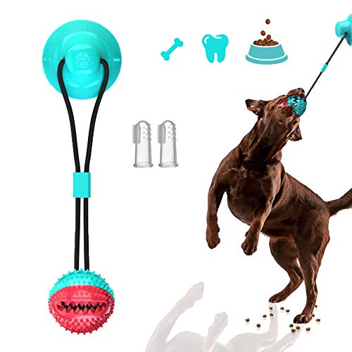 LAMXIN Hundesauger Spielzeug für kleine mittelgroße Rassen, Hundekauspielzeug Interaktiv, Zahnreinigung Quietschendes Schlepperspielzeug für Hunde, Hundesauger Tauziehen (Rot-Blau) von LAMXIN