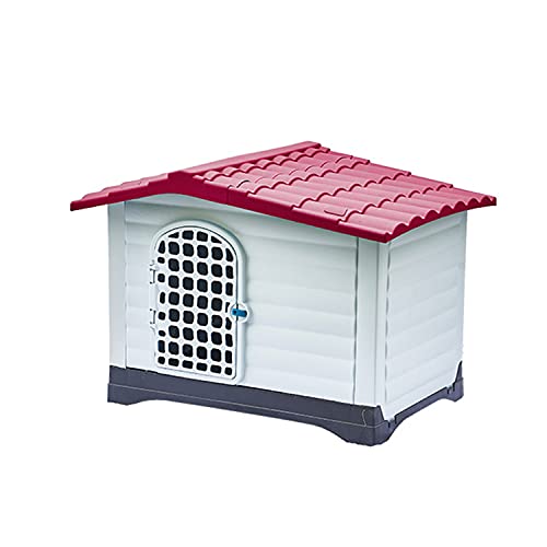 44-Zoll-Hundehütte aus Kunststoff für den Außenbereich, wetterfeste Hundehütte, großer Haustierunterschlupf für den Garten (Blue) von LANAZU