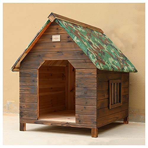 Große karbonisierte Hundehütte, Outdoor-Hundehütte aus Holz, kleine, mittelgroße und große Haustierhütte, geeignet für Garten, Innenhof (22.04×17.71×18.89in) von LANAZU