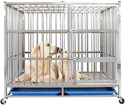 Großer Haustierkäfig Edelstahl Doppeltür Mesh Haustierzaun Universalräder Geeignet für mittelgroße, große und kleine Haustiere Großer Haustierkäfig Edelstahl Doppeltür Mesh Haustierzaun Universalräder Geeignet für mittelgroße, große und kleine Haustiere von LANAZU