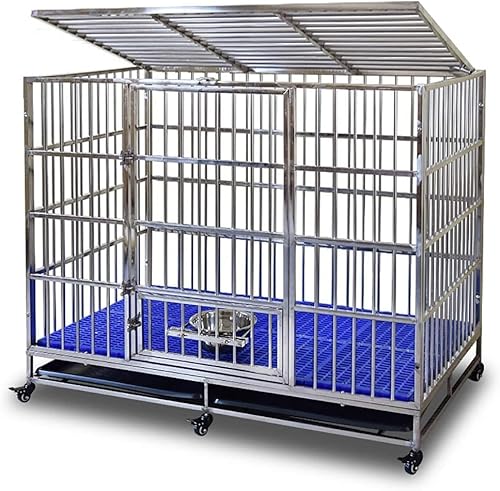 Großer Hundekäfig, faltbarer Metallkäfig, Haushaltskatzen und Hundezaun, Transportkäfig, Geeignet für mittlere und große Haustiere (49**30*35in) von LANAZU