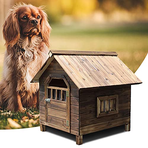 Großes Hundehaus aus Holz, 49 Zoll großes wetterfestes Hundehaus für den Außenbereich, isoliertes Haustierhaus für Garten, Hof (99 * 92 * 95cm) von LANAZU