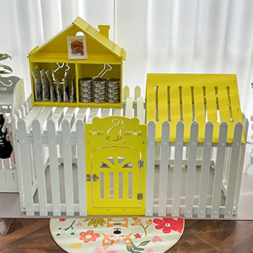 Haustier Katze und Hund Villa Plastikzaun Regal Indoor Kleiner Hundezaun Geeignet für Wohnzimmer Balkon Schlafzimmer (Yellow 100 * 70 * 63CM) von LANAZU