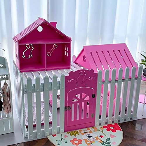 Haustier Katze und Hund Villa Plastikzaun Regal Indoor Kleiner Hundezaun Geeignet für Wohnzimmer Balkon Schlafzimmer (pink 130 * 70 * 63CM) von LANAZU