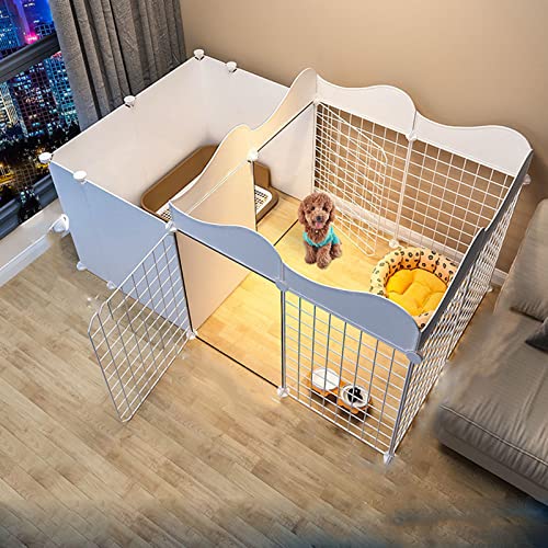 Haustierzaun Hundezaun Kleine und mittlere Hundezwinger für den Innenbereich, geeignet für den Balkon im Wohnzimmer (White 127 * 75 * 57cm) von LANAZU