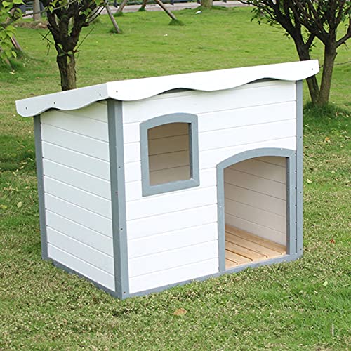 Hundehütte aus Holz, Tierheim, wetterfeste Hundehütte im Freien mit offener Oberseite für kleine, mittelgroße und große Hunde von LANAZU
