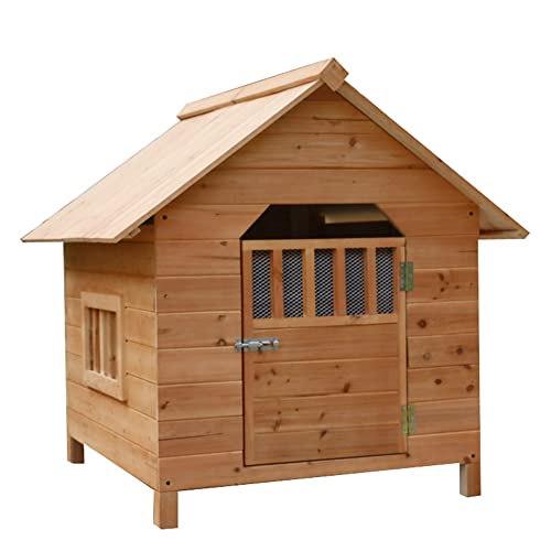 Hundehütte aus Holz, isolierte Hundehütte mit Türen und Fenstern, kleine und mittelgroße Katzen- und Hundehütte, geeignet für den Gartenhof (17.7x13x13) von LANAZU