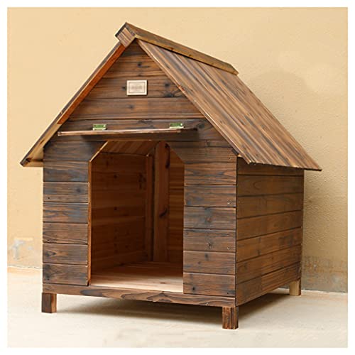 Hundehütte aus Holz für den Außenbereich, große Hundehütte, Haustier-Villa-Kiste, für alle Jahreszeiten geeignet, für den Innen- und Außenbereich geeignet (27.16×25.98×26.77in) von LANAZU