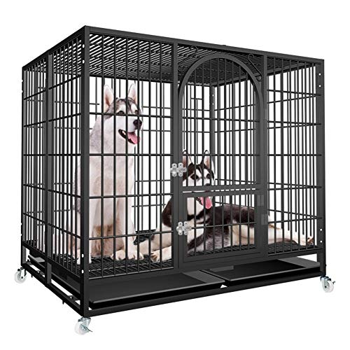 Hundekäfig aus Stahl, faltbar und ohne Installation, Haustierkäfig für drinnen und draußen, großer Hundekäfig, geeignet für mittelgroße und große Haustiere Hundekäfig aus Stahl, faltbar und ohne Installation, Haustierkäfig für drinnen und draußen, großer Hundekäfig, geeignet für mittelgroße und große Haustiere von LANAZU