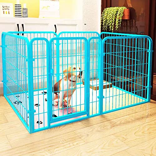 Hundezaun Indoor Hundekäfig Kleiner und mittelgroßer Hundeschutzzaun Geeignet für Balkongarten (Blue 100 * 120CM) von LANAZU