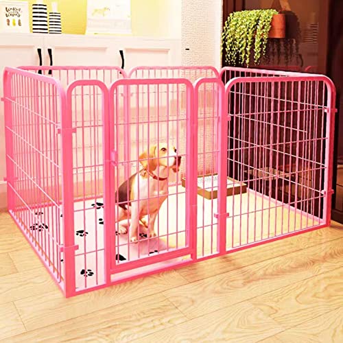 Hundezaun Indoor Hundekäfig Kleiner und mittelgroßer Hundeschutzzaun Geeignet für Balkongarten (pink 90 * 100CM) von LANAZU