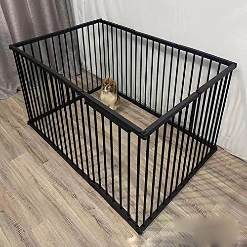 Hundezaun Pet Guardrail Achteckiger Zaun Hundekäfig Indoor Kleine Hundehütte Geeignet für Wohnzimmer Balkon Schlafzimmer (Black 183 * 138 * 68cm) von LANAZU