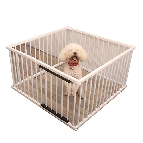 Hundezaun Pet Guardrail Achteckiger Zaun Hundekäfig Indoor Kleine Hundehütte Geeignet für Wohnzimmer Balkon Schlafzimmer (White 138 * 138 * 68cm) von LANAZU