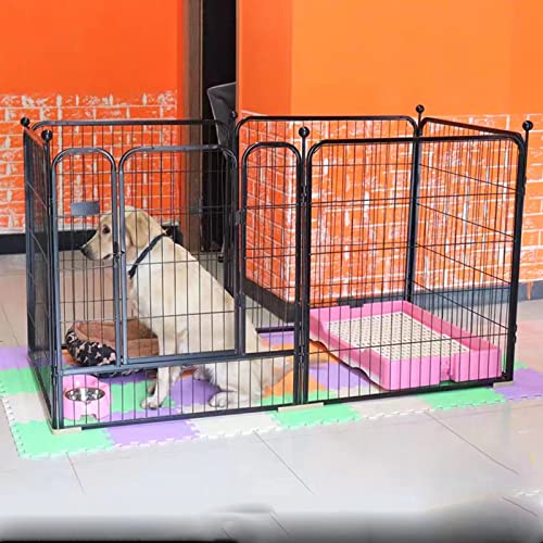 Hundezaun Zaun kleine, mittlere und große Hunde Indoor Anti-Jailbreak Outdoor eingezäunter Hundekäfig geeignet für drinnen und draußen (Black 160 * 80 * 100CM) von LANAZU