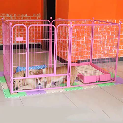 Hundezaun Zaun kleine, mittlere und große Hunde Indoor Anti-Jailbreak Outdoor eingezäunter Hundekäfig geeignet für drinnen und draußen (pink 140 * 70 * 80CM) von LANAZU