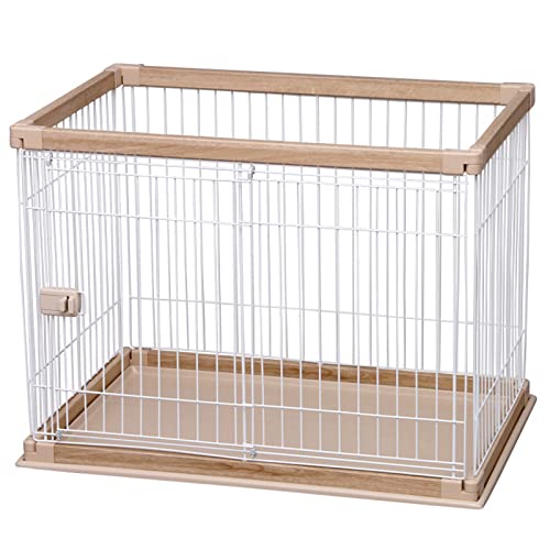 Katze Hundekäfig Mittlerer und Kleiner Hundekäfig Hundezaun Haustier Indoor Hundezaun Geeignet für Wohnzimmer Balkon Schlafzimmer (Brown 97.5 * 66.5 * 71cm) von LANAZU