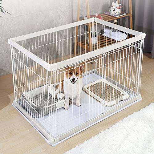 Katze Hundekäfig Mittlerer und Kleiner Hundekäfig Hundezaun Haustier Indoor Hundezaun Geeignet für Wohnzimmer Balkon Schlafzimmer (White 120 * 66.5 * 55.5cm) von LANAZU