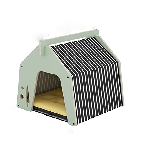 Katzen- und Hundezwinger für den Innenbereich Holz-Katzen- und Hundehütte Kleine Katzen- und Hundehütte, geeignet für Wohnzimmer, Schlafzimmer, Balkon (Mint Green) von LANAZU