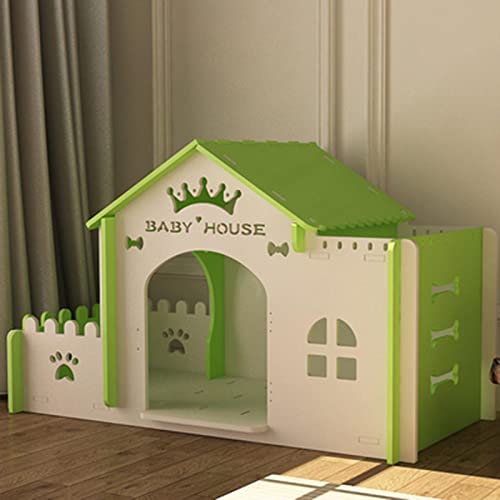 Kleine und mittelgroße Hundehütte für den Innenbereich, Katze, Hund, Villa, abnehmbares und waschbares Haustiernest, geeignet für Wohnzimmer, Balkon, Schlafzimmer (Green 52 * 108 * 62CM) von LANAZU