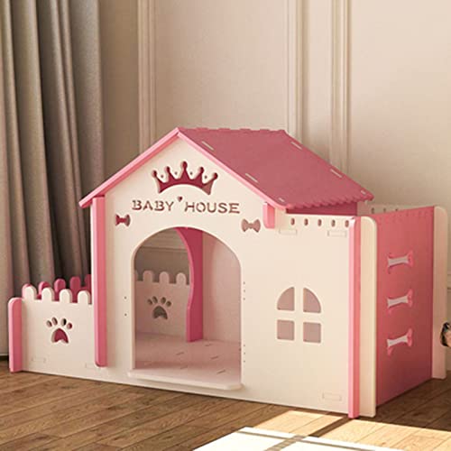 Kleine und mittelgroße Hundehütte für den Innenbereich, Katze, Hund, Villa, abnehmbares und waschbares Haustiernest, geeignet für Wohnzimmer, Balkon, Schlafzimmer (pink 38 * 86 * 57CM) von LANAZU