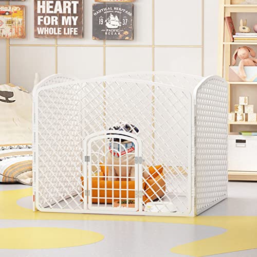 Kleiner und mittelgroßer Hundezaun Zaun Anti-Flucht-Haustierzaun Kunststoffzaun Geeignet für Balkon Schlafzimmer Wohnzimmer (White 90 * 90 * 60CM) von LANAZU