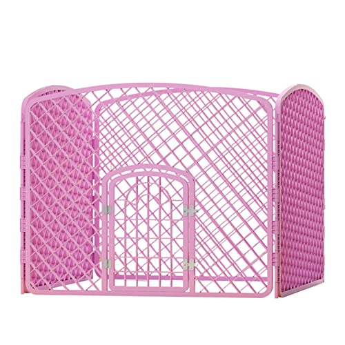 Kleiner und mittelgroßer Hundezaun Zaun Anti-Flucht-Haustierzaun Kunststoffzaun Geeignet für Balkon Schlafzimmer Wohnzimmer (pink 100 * 100 * 77CM) von LANAZU