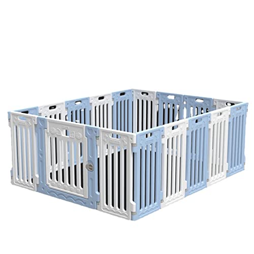 Kleiner und mittlerer Hundezaun Kunststoffzaun Anti-Jailbreak Haustierzaun Hundekäfig Geeignet für Wohnzimmer Balkon Schlafzimmer (Blue 103 * 103CM) von LANAZU