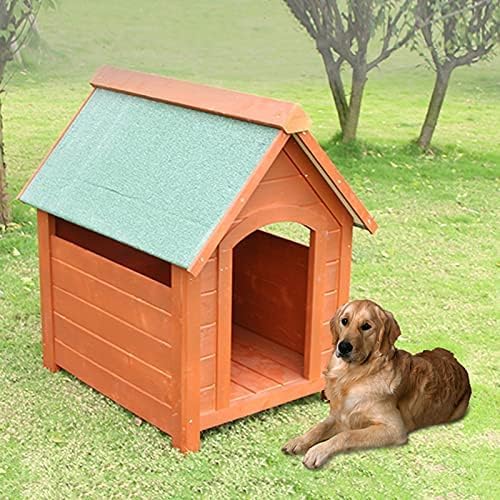 Kleines Hundehaus für den Außenbereich, wetterfestes Haustierhaus aus Holz, kältebeständiges Haustierhaus im Innenhof, geeignet für kleine und mittelgroße Haustiere von LANAZU