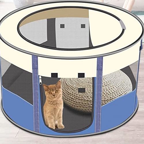 Kleines und mittelgroßes Katzen- und Hundezaun-Produktionsraum-Haustierzelt, geeignet für Wohnzimmer, Balkon, Innenhof (Blue 110 * 60CM) von LANAZU